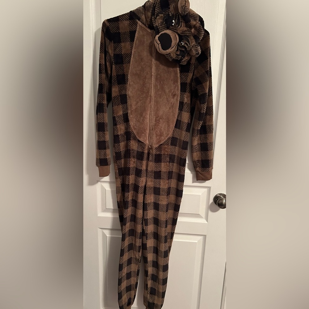 Kids George Bear Brown and Black Fleece Onesie